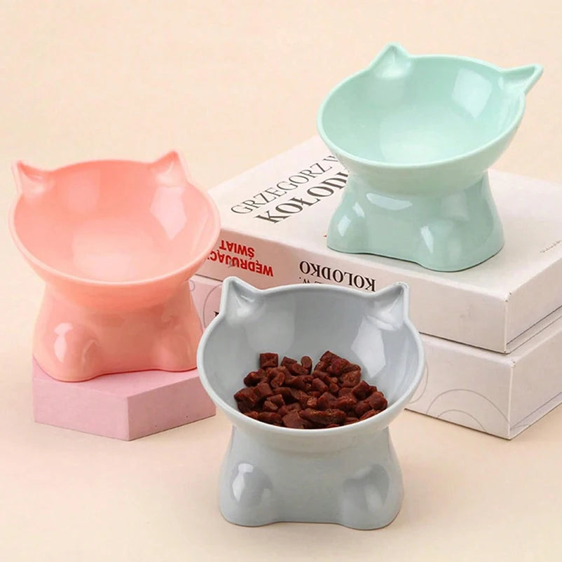 Pet bowl cervical vertebra protection cat bowl anti-tip plastic inclined mouth cat bowl pet supplies