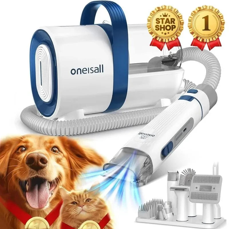 Oneisall Dog Hair Vacuum & Dog Grooming Kit, 1.5L Dust Cup Dog Brush Vacuum