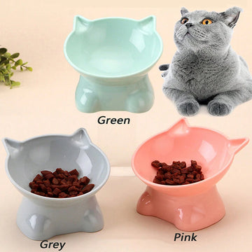 Pet bowl cervical vertebra protection cat bowl anti-tip plastic inclined mouth cat bowl pet supplies