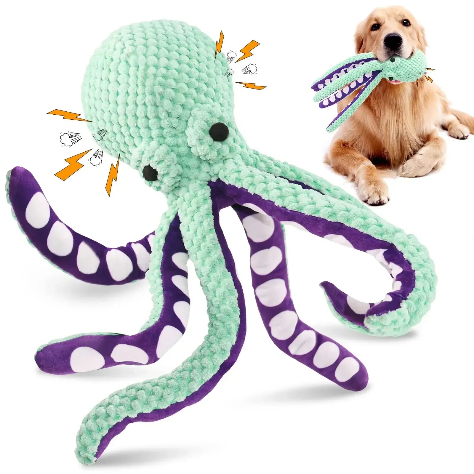 🐾 Pet Plush Octopus Chew Toy – Interactive &amp; Durable Squeaky Fun for Dogs