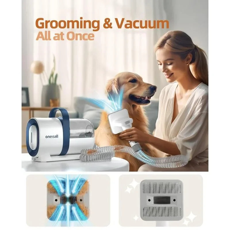 Oneisall Dog Hair Vacuum & Dog Grooming Kit, 1.5L Dust Cup Dog Brush Vacuum